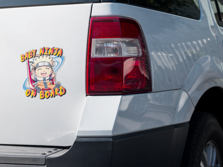 Baby Ninja On Board – Cute Baby Boy Naruto Car Sticker | High Quality Anime Vinyl Decal for Child Safety