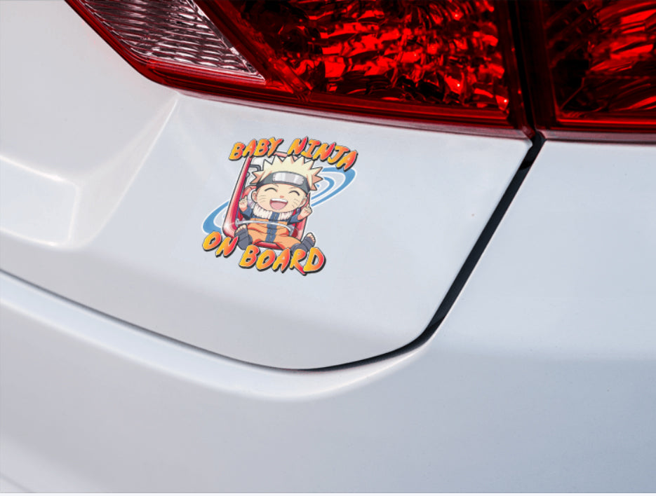 Baby Ninja On Board – Cute Baby Boy Naruto Car Sticker | High Quality Anime Vinyl Decal for Child Safety