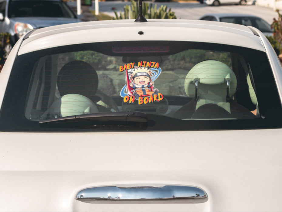 Baby Ninja On Board – Cute Baby Boy Naruto Car Sticker | High Quality Anime Vinyl Decal for Child Safety