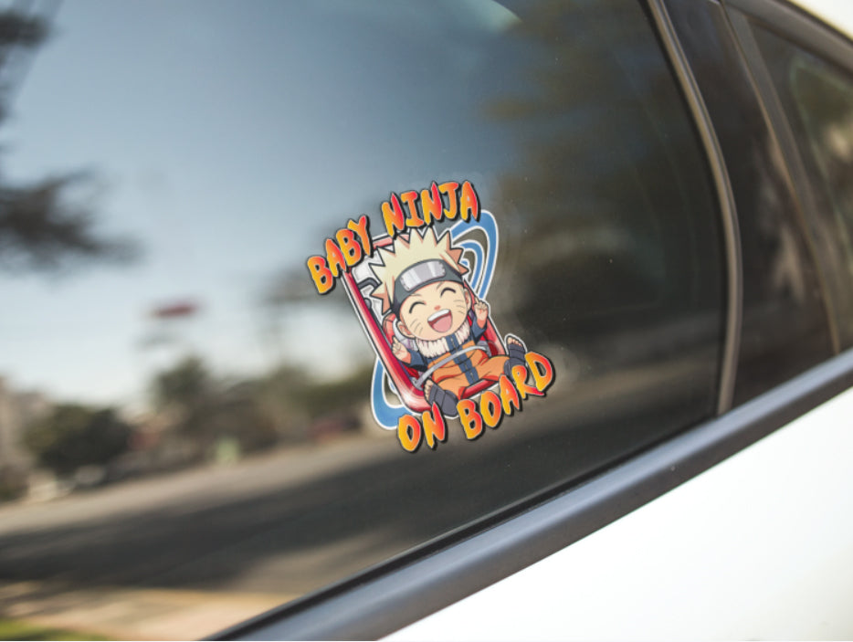 Baby Ninja On Board – Cute Baby Boy Naruto Car Sticker | High Quality Anime Vinyl Decal for Child Safety
