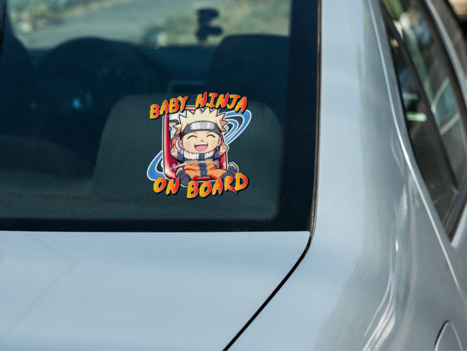 Baby Ninja On Board – Cute Baby Boy Naruto Car Sticker | High Quality Anime Vinyl Decal for Child Safety