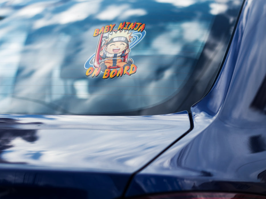 Baby Ninja On Board – Cute Baby Boy Naruto Car Sticker | High Quality Anime Vinyl Decal for Child Safety