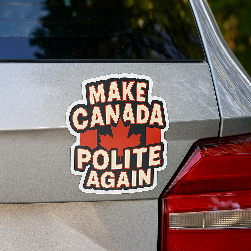 Make Canada Polite Again – Funny Canadian Sticker For Cars and Many More! | High Quality Bold Red Vinyl Decal