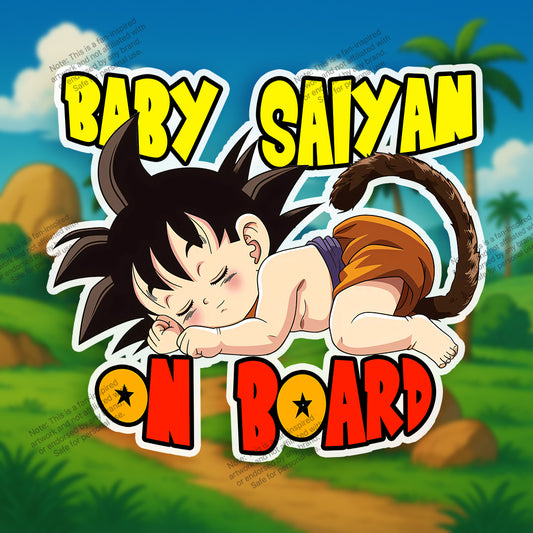 Baby Saiyan On Board – Cute Boy Goku Baby On Board Car Sticker | Dragon Ball Z Inspired Vinyl Decal