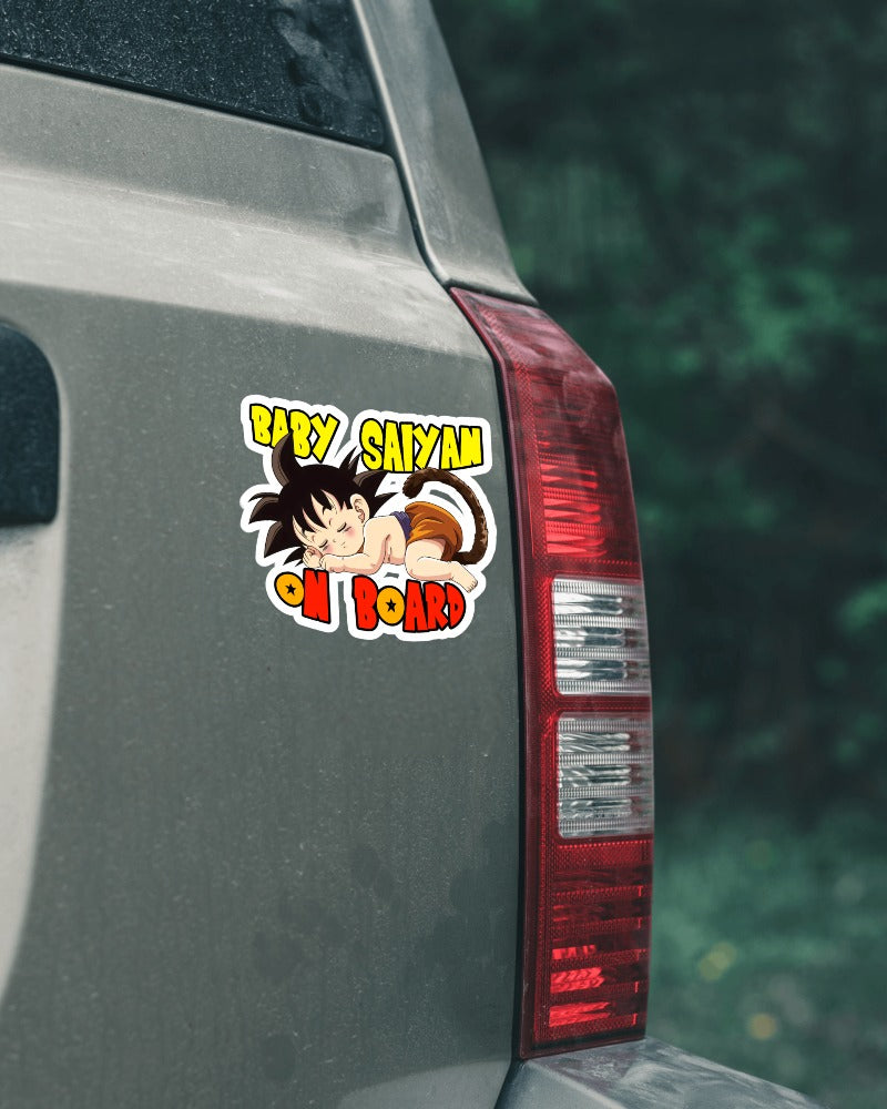 Baby Saiyan On Board – Cute Boy Goku Baby On Board Car Sticker | Dragon Ball Z Inspired Vinyl Decal