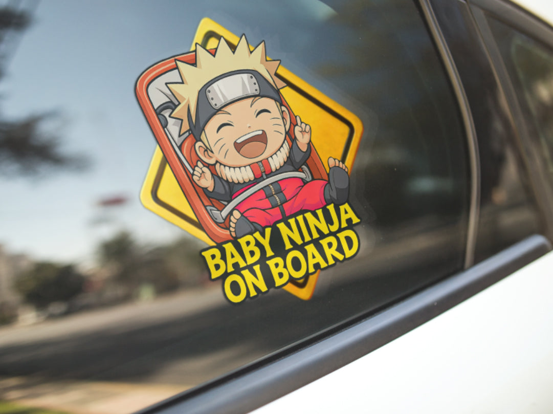 Baby Ninja On Board – Cute Boy Naruto Baby On Board Car Sticker | High-Visibility Baby Safety Decal