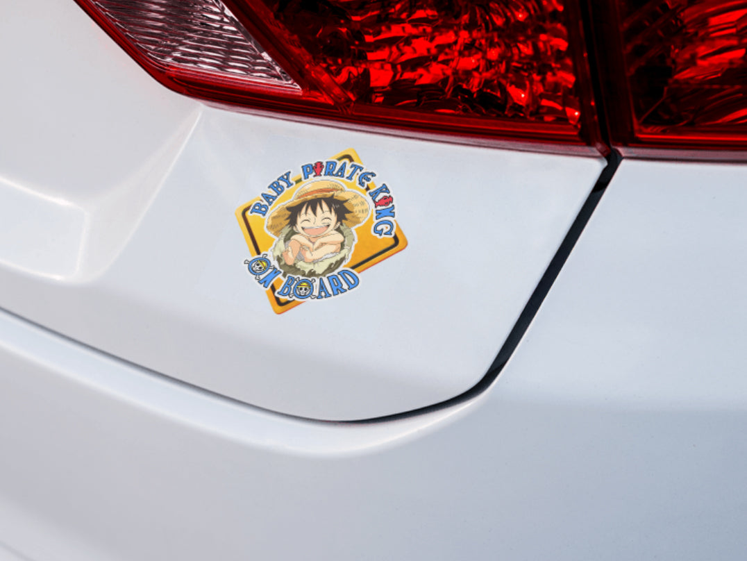 Baby Pirate King On Board – Cute Boy Luffy Baby On Board Car Sticker | High-Visibility Anime Safety Decal