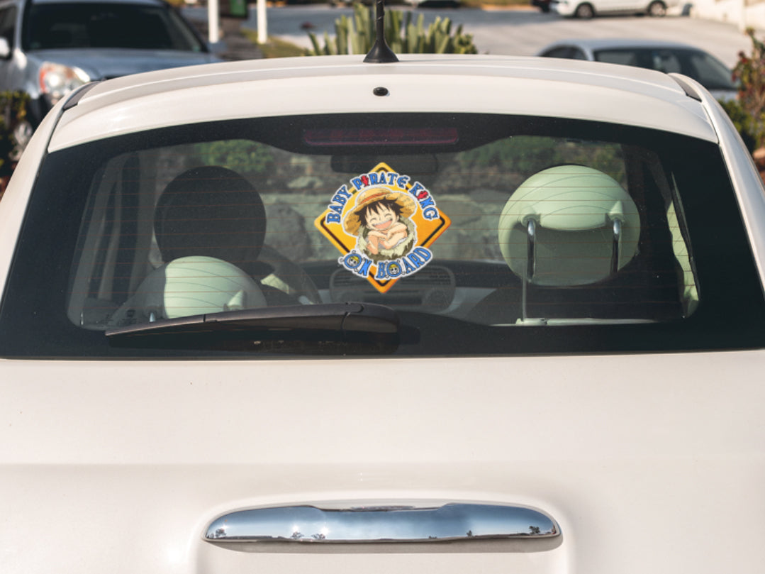 Baby Pirate King On Board – Cute Boy Luffy Baby On Board Car Sticker | High-Visibility Anime Safety Decal