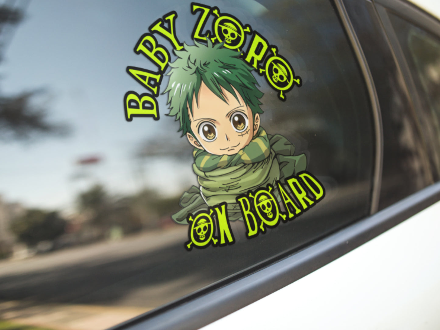 Baby Zoro On Board – Cute One Piece Baby On Board Car Sticker | High-Quality Anime Baby Safety Decal