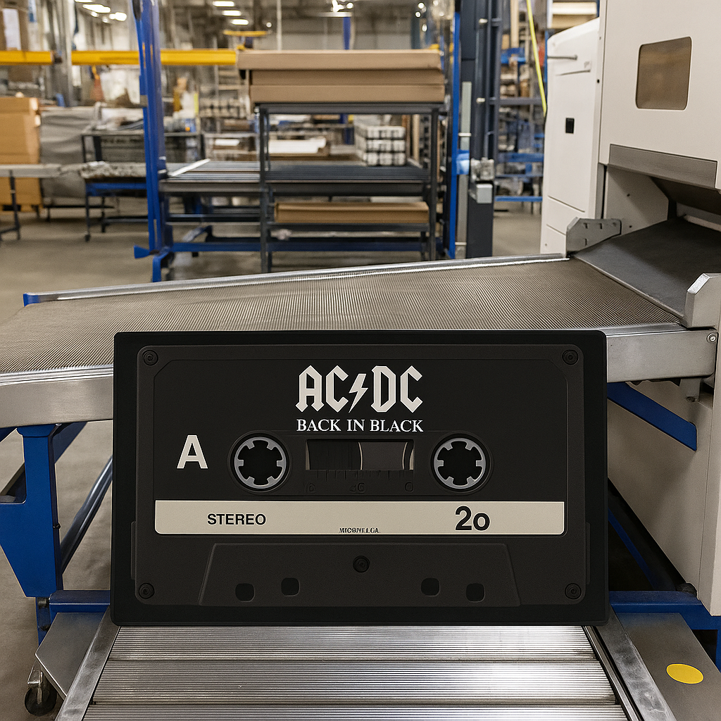 AC/DC Back In Black Cassette Doormat – 18"x30" Retro Rock Rug for Music Lovers