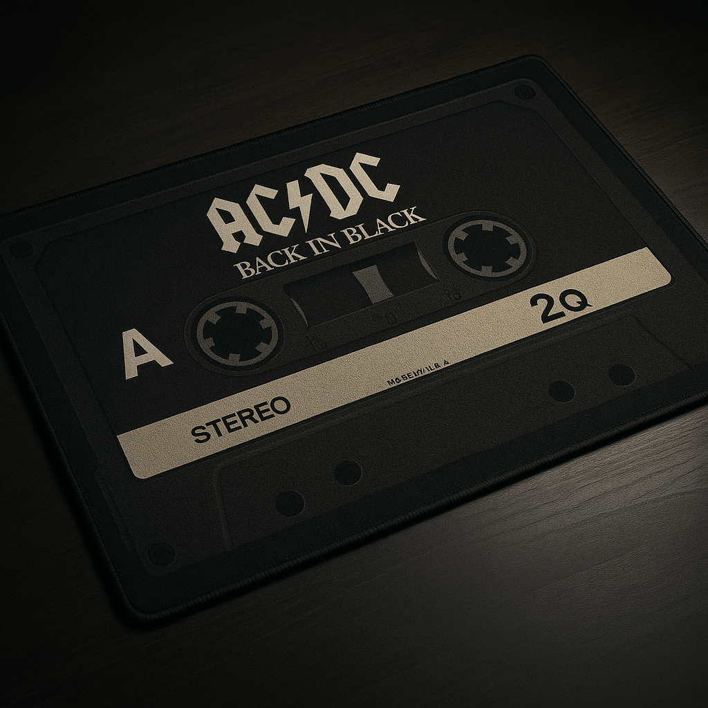 AC/DC Back In Black Cassette Doormat – 18"x30" Retro Rock Rug for Music Lovers