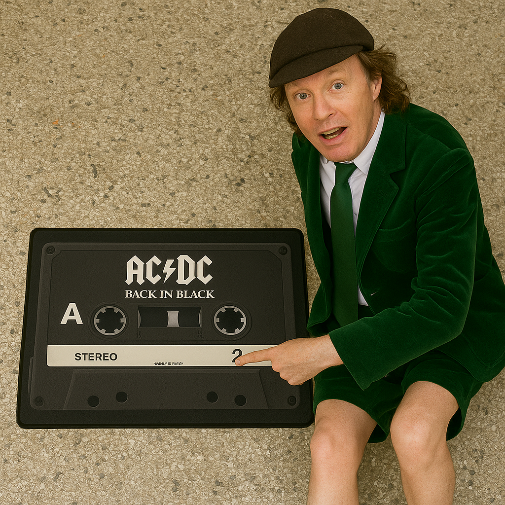 AC/DC Back In Black Cassette Doormat – 18"x30" Retro Rock Rug for Music Lovers