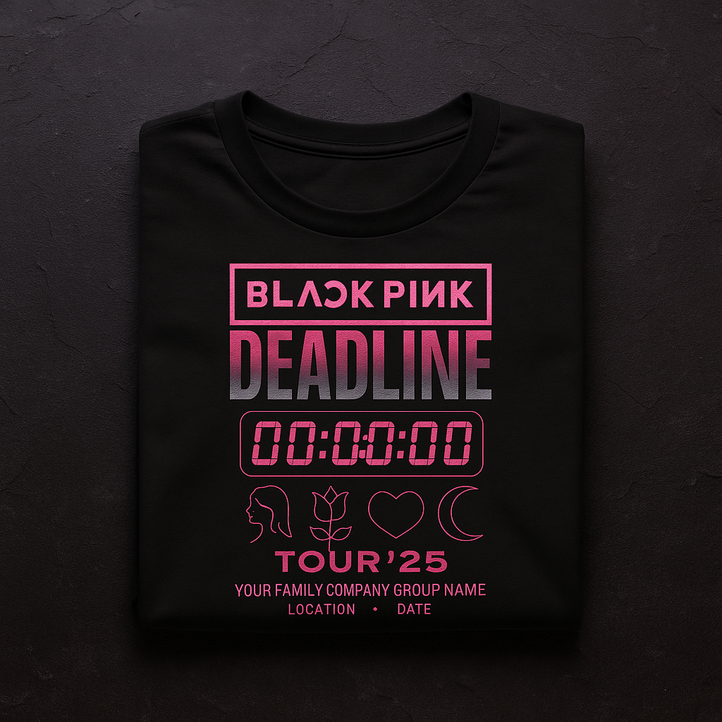 Custom BLACK PINK Deadline Tour Shirt – Add Family, Company, Location & Date | K-Pop Concert Tee