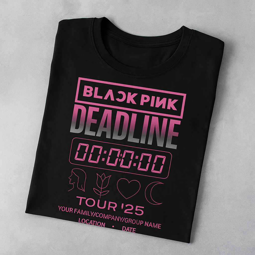 Custom BLACK PINK Deadline Tour Shirt – Add Family, Company, Location & Date | K-Pop Concert Tee