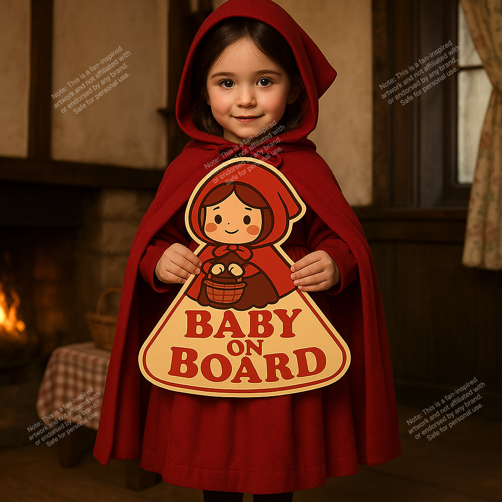 Little Red Riding Hood Baby On Board Car Sticker – High Quality Cute Fairy Tale Infant Safety Decal