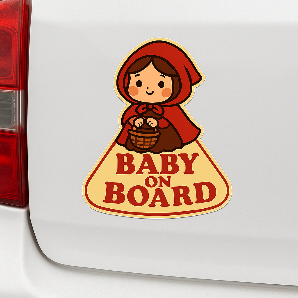 Little Red Riding Hood Baby On Board Car Sticker – High Quality Cute Fairy Tale Infant Safety Decal
