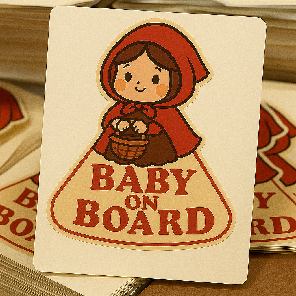 Little Red Riding Hood Baby On Board Car Sticker – High Quality Cute Fairy Tale Infant Safety Decal