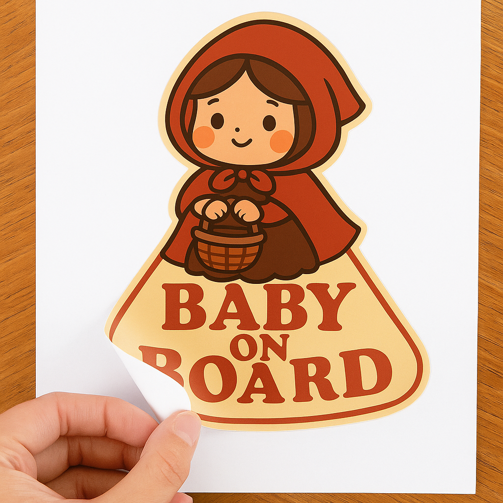 Little Red Riding Hood Baby On Board Car Sticker – High Quality Cute Fairy Tale Infant Safety Decal