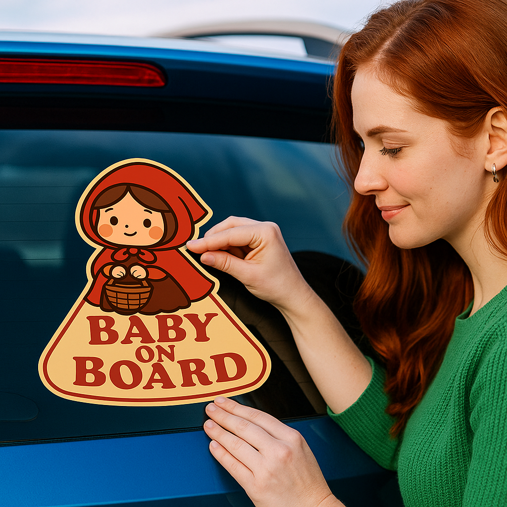 Little Red Riding Hood Baby On Board Car Sticker – High Quality Cute Fairy Tale Infant Safety Decal