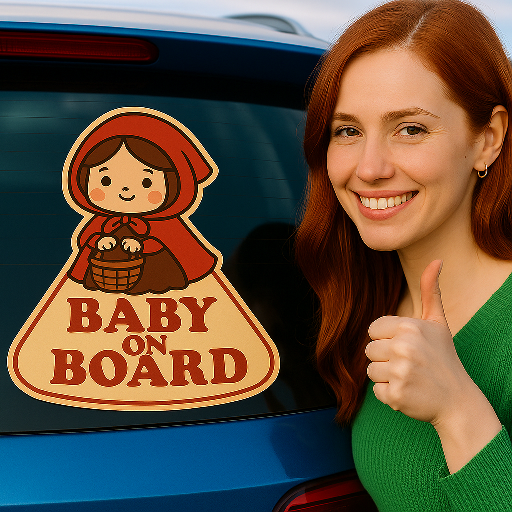 Little Red Riding Hood Baby On Board Car Sticker – High Quality Cute Fairy Tale Infant Safety Decal