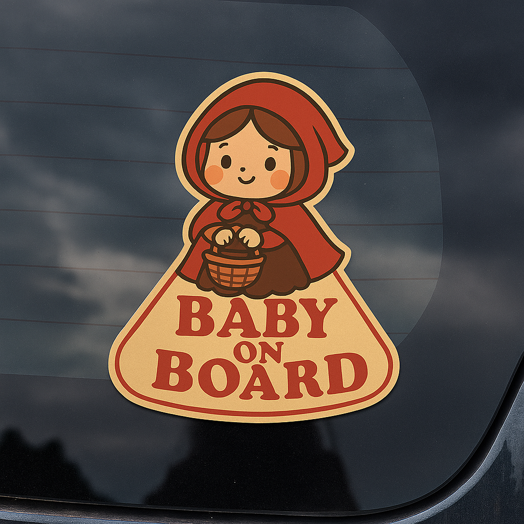 Little Red Riding Hood Baby On Board Car Sticker – High Quality Cute Fairy Tale Infant Safety Decal