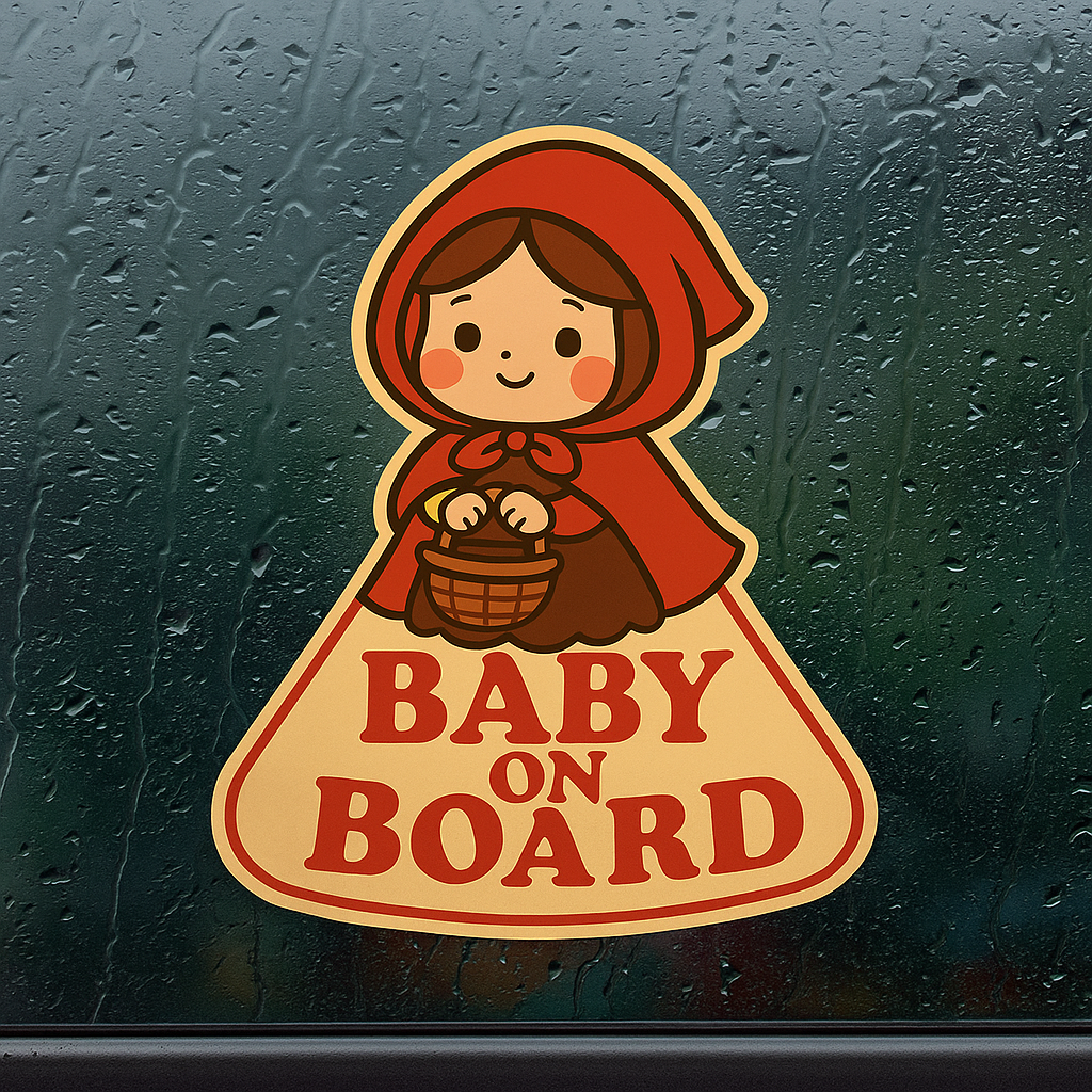 Little Red Riding Hood Baby On Board Car Sticker – High Quality Cute Fairy Tale Infant Safety Decal