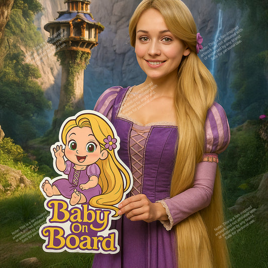 Rapunzel Baby On Board Car Sticker – Cute Infant Princess Decal (6x8 & 8x10)