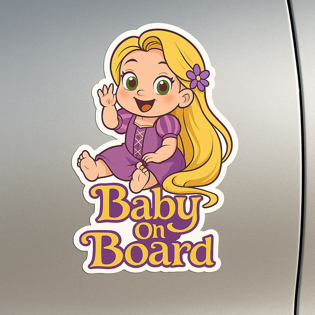Rapunzel Baby On Board Car Sticker – Cute Infant Princess Decal (6x8 & 8x10)