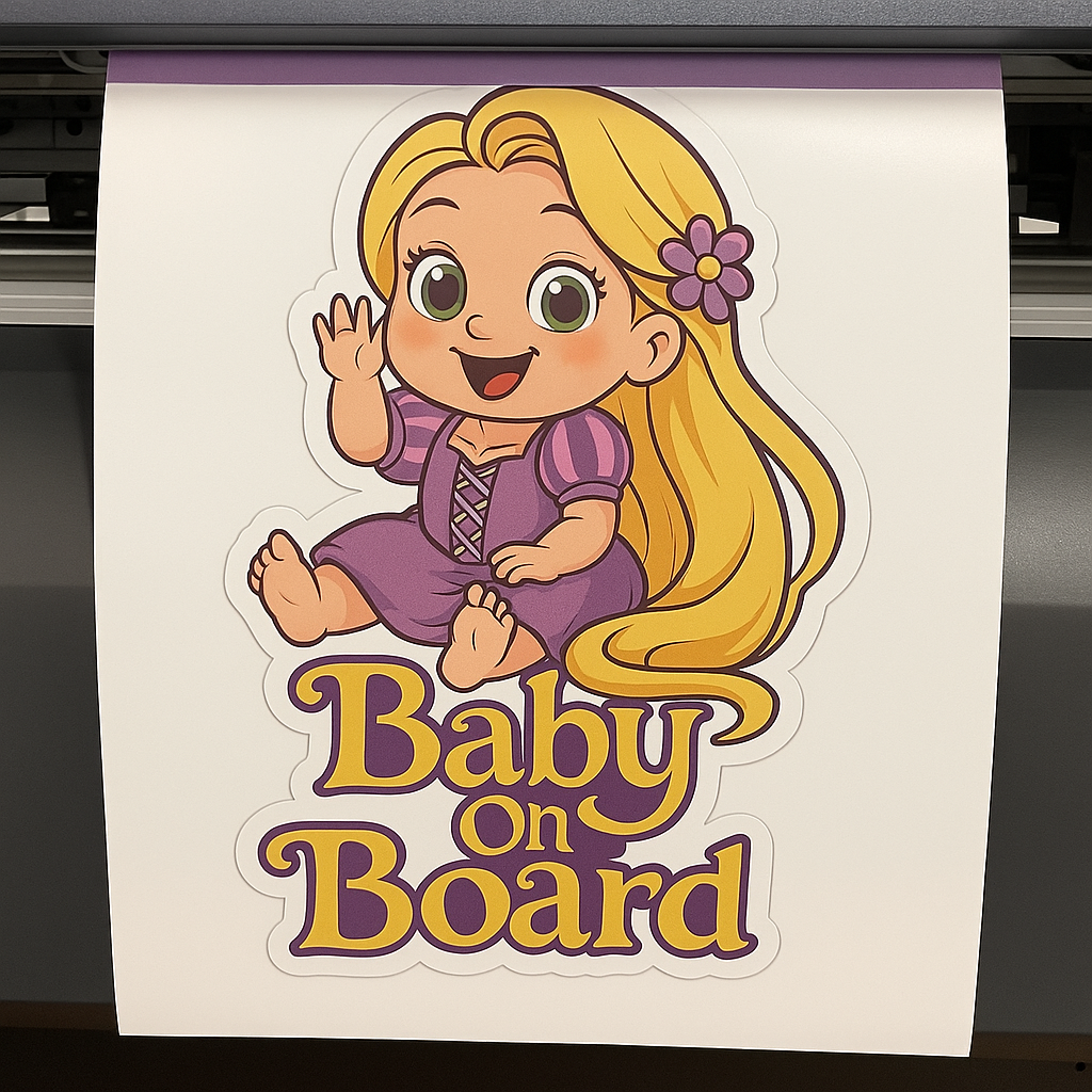 Rapunzel Baby On Board Car Sticker – Cute Infant Princess Decal (6x8 & 8x10)