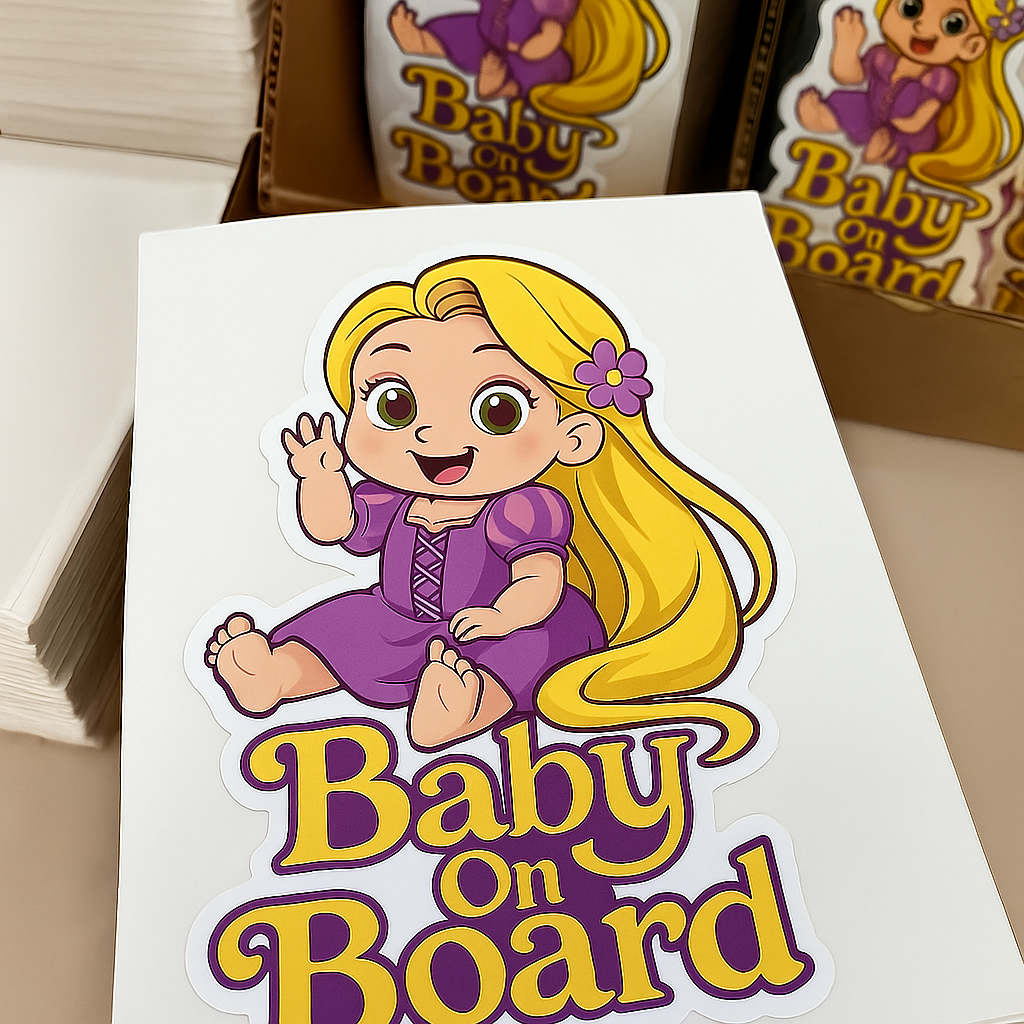 Rapunzel Baby On Board Car Sticker – Cute Infant Princess Decal (6x8 & 8x10)