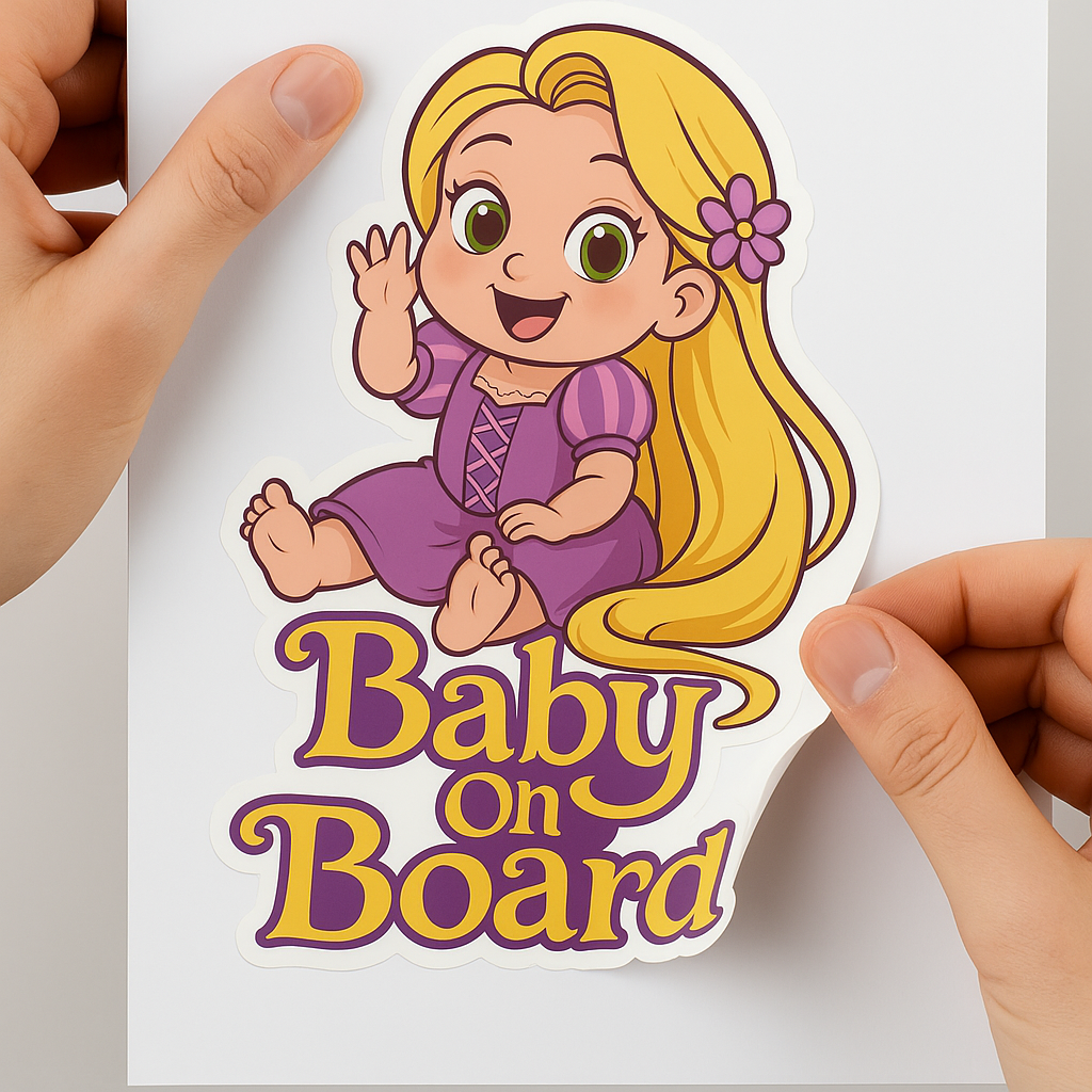Rapunzel Baby On Board Car Sticker – Cute Infant Princess Decal (6x8 & 8x10)