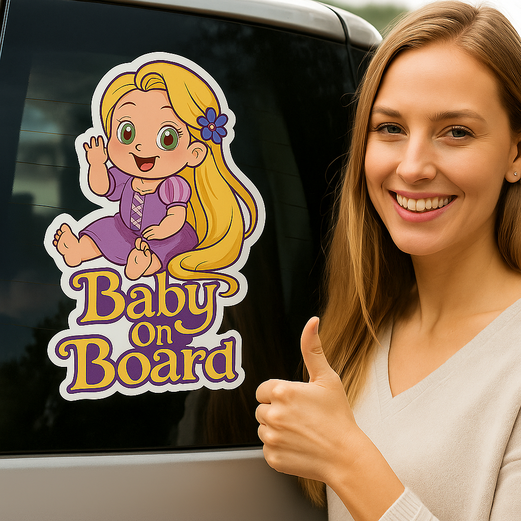 Rapunzel Baby On Board Car Sticker – Cute Infant Princess Decal (6x8 & 8x10)