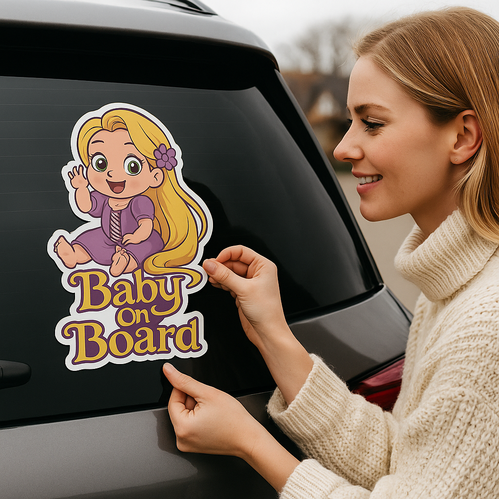 Rapunzel Baby On Board Car Sticker – Cute Infant Princess Decal (6x8 & 8x10)
