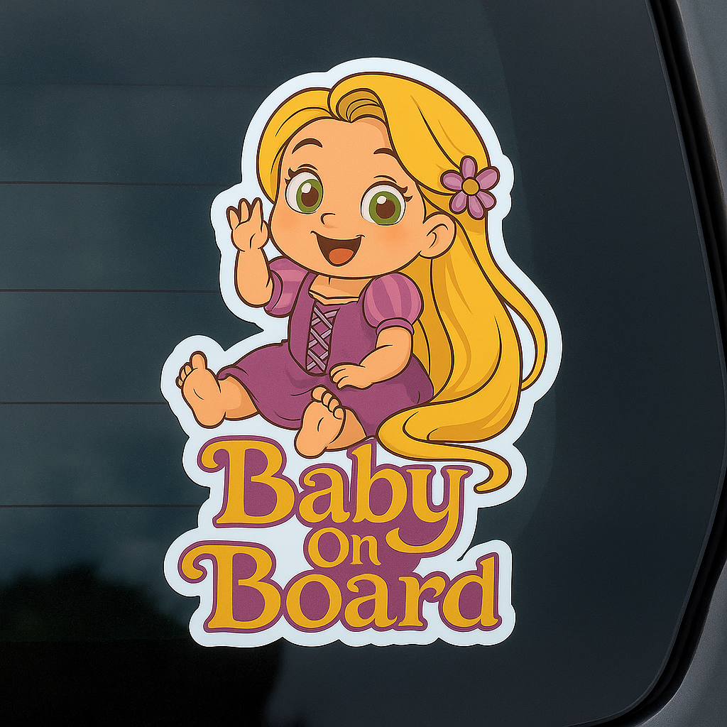 Rapunzel Baby On Board Car Sticker – Cute Infant Princess Decal (6x8 & 8x10)