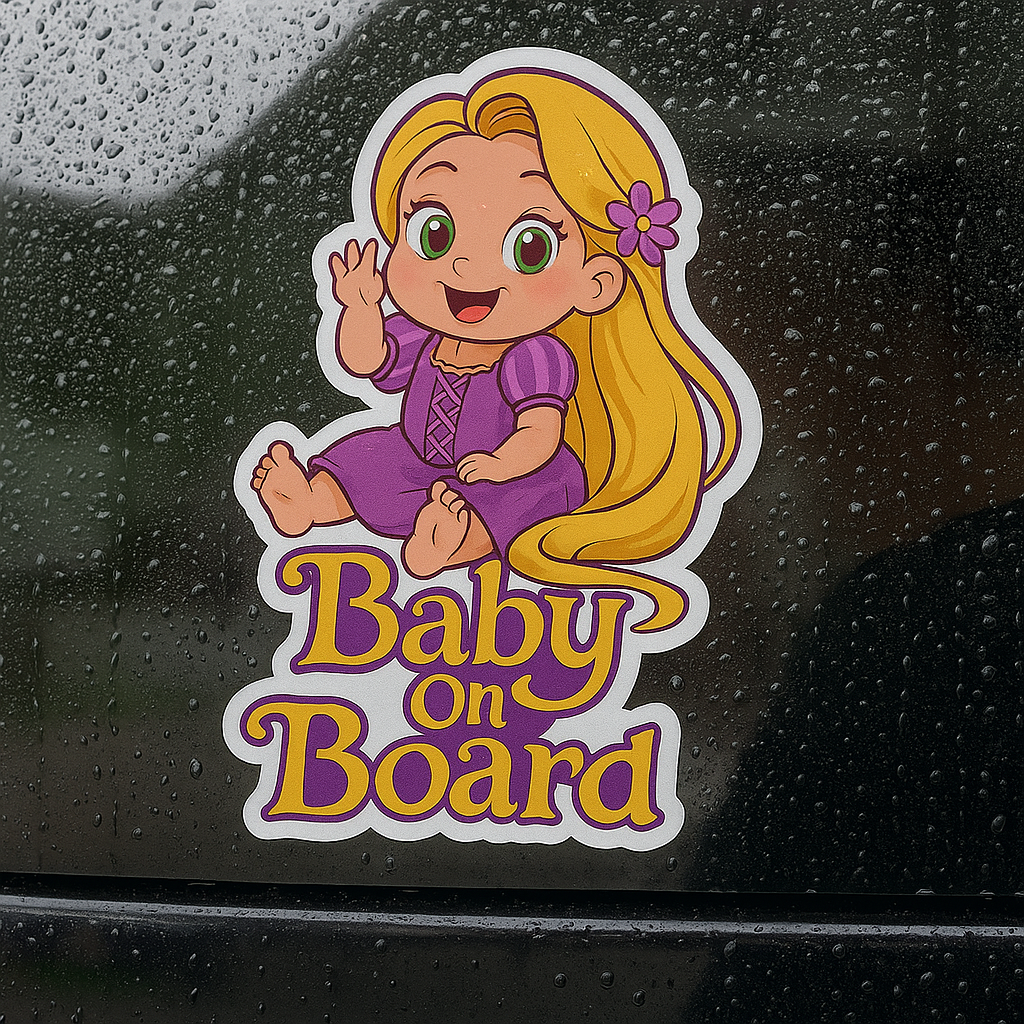 Rapunzel Baby On Board Car Sticker – Cute Infant Princess Decal (6x8 & 8x10)