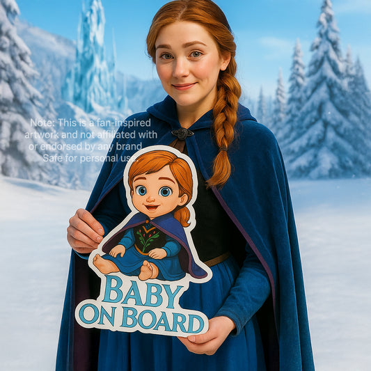 Baby On Board Car Sticker – Cute Infant Princess Anna-Inspired Decal (6x8 & 8x10)