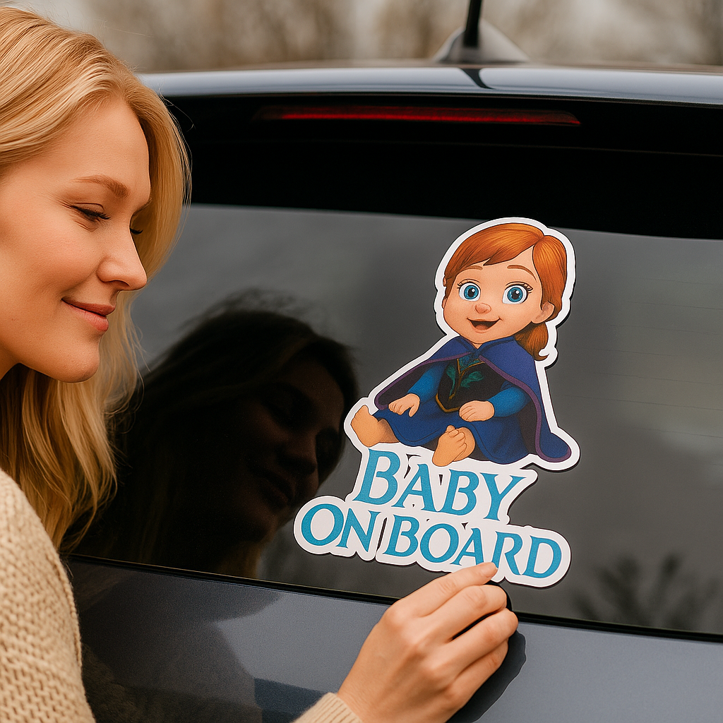 Baby On Board Car Sticker – Cute Infant Princess Anna-Inspired Decal (6x8 & 8x10)