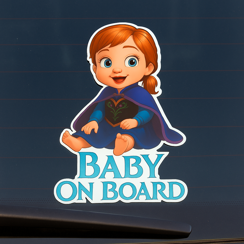 Baby On Board Car Sticker – Cute Infant Princess Anna-Inspired Decal (6x8 & 8x10)