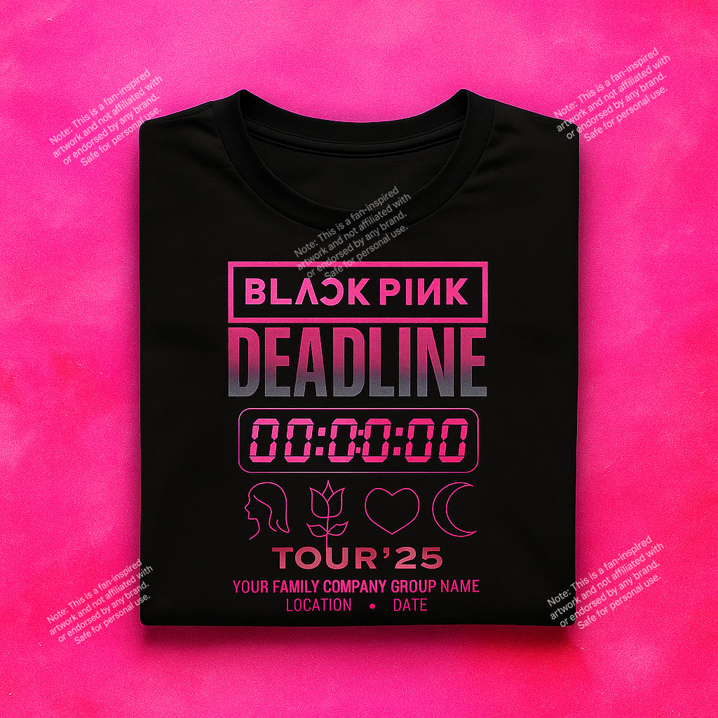 Custom BLACK PINK Deadline Tour Shirt – Add Family, Company, Location & Date | K-Pop Concert Tee