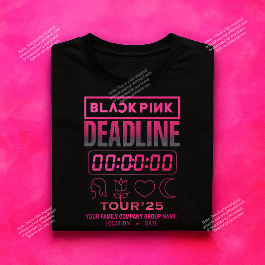 Custom BLACK PINK Deadline Tour Shirt – Add Family, Company, Location & Date | K-Pop Concert Tee