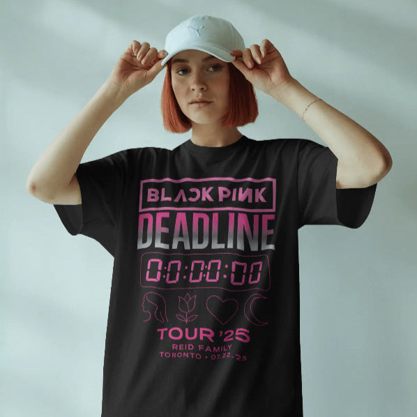 Custom BLACK PINK Deadline Tour Shirt – Add Family, Company, Location & Date | K-Pop Concert Tee