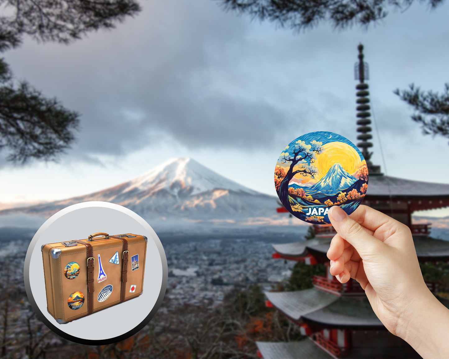 Van Gogh Travel Stickers – Famous Landmarks & Countries Inspired by Starry Night | Digital Decals for Laptop, Scrapbook, Luggage & More