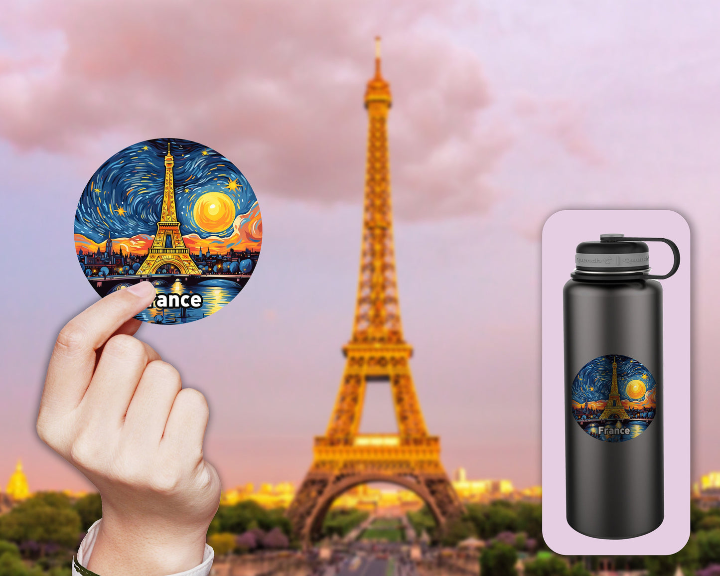 Van Gogh Travel Stickers – Famous Landmarks & Countries Inspired by Starry Night | Digital Decals for Laptop, Scrapbook, Luggage & More