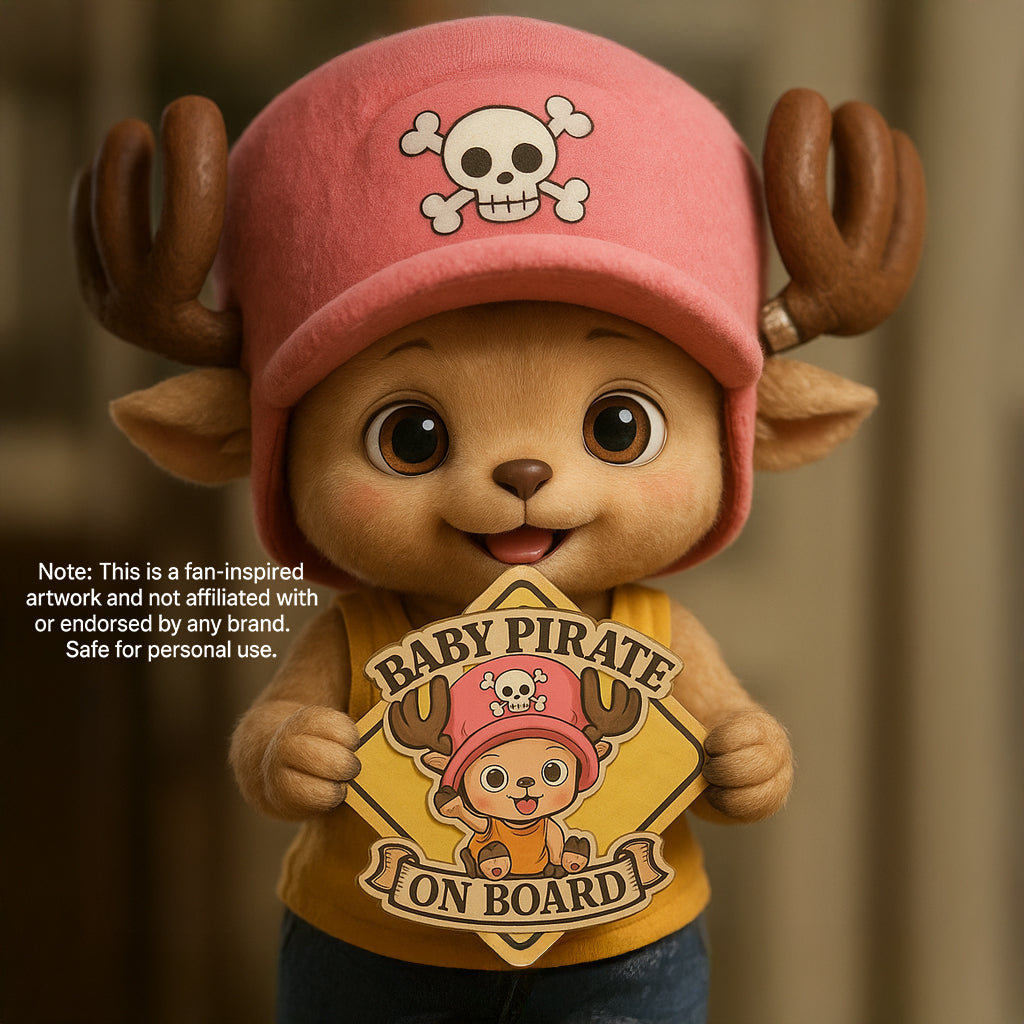Baby Pirate On Board Car Sticker – Cute Tony Chopper One Piece Infant High Quality Baby On Board Decal