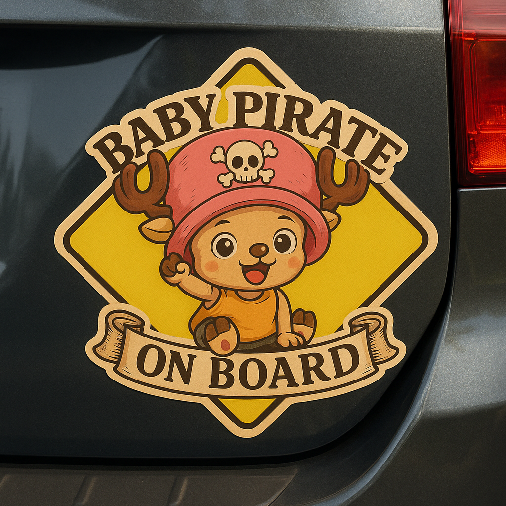 Baby Pirate On Board Car Sticker – Cute Tony Chopper One Piece Infant High Quality Baby On Board Decal