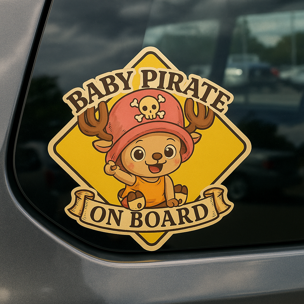 Baby Pirate On Board Car Sticker – Cute Tony Chopper One Piece Infant High Quality Baby On Board Decal