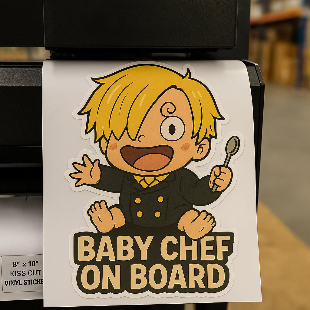 Baby Chef On Board Car Sticker – Cute Sanji One Piece Inspired Infant High Quality Baby On Board Decal