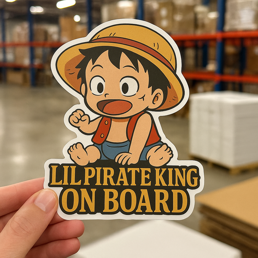 Lil Pirate King On Board – Cute Baby Luffy Baby On Board Car Sticker | One Piece Inspired