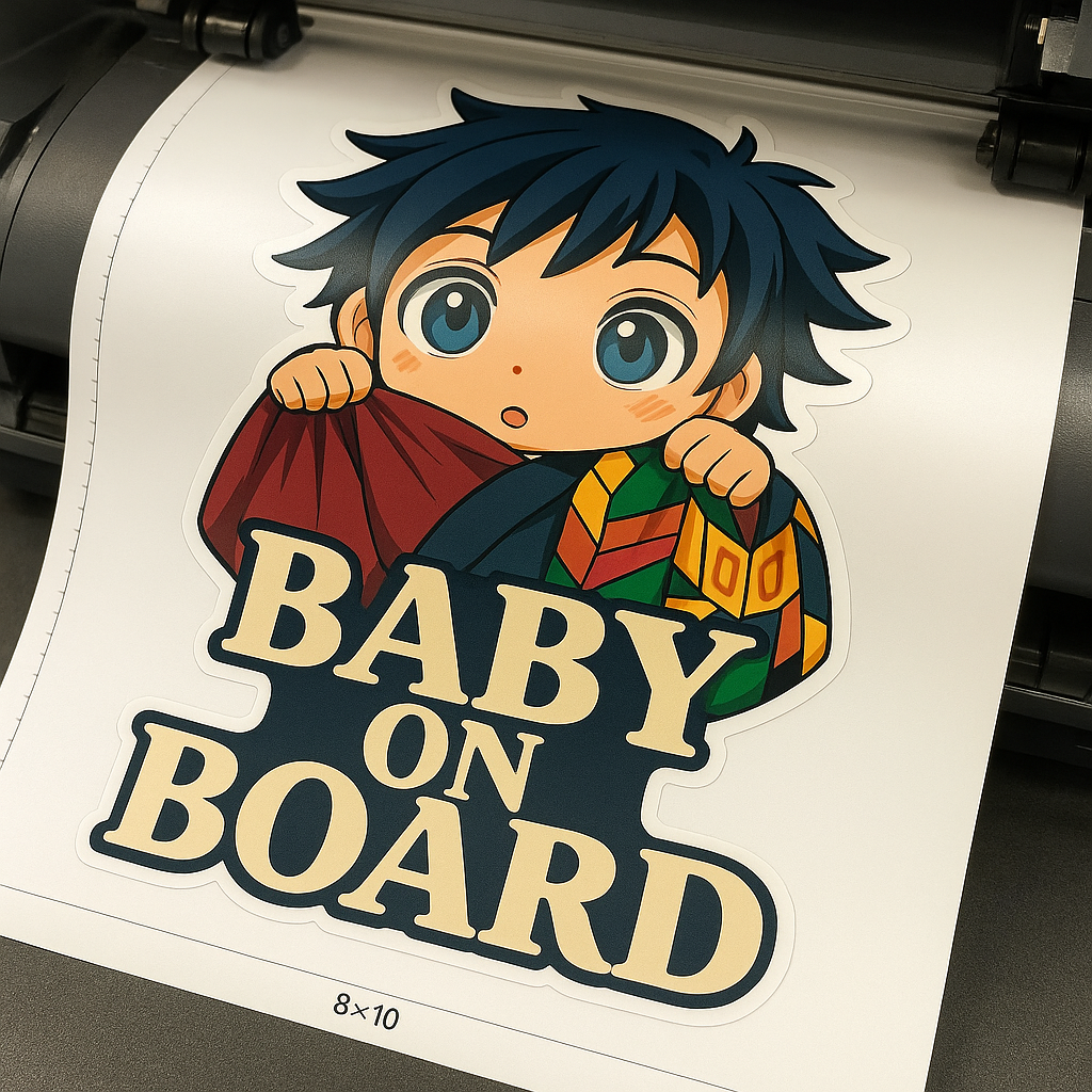 Cute Baby Giyu Tomioka "Baby On Board" Car Sticker – Demon Slayer Anime-Inspired,  High Quality Waterproof Vinyl