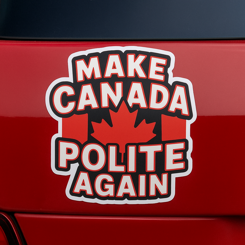 Make Canada Polite Again – Funny Canadian Sticker For Cars and Many More! | High Quality Bold Red Vinyl Decal